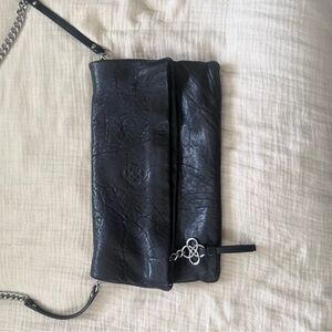 Stella & Dot Black Leather Wristlet